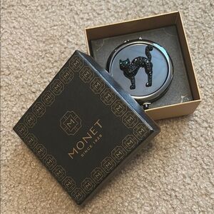 Monet Black Cat Mirror Compact